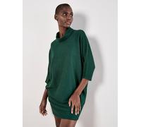 Apricot Women's Textured Cable Knit Cocoon Jumper Mini Dress in Green | Size: 14