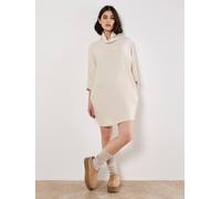 Apricot Women's Textured Cable Knit Cocoon Jumper Mini Dress in Stone | Size: 16
