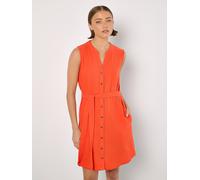 Apricot Women's Textured Cotton Button Down Mini Dress in Orange | Size: 14 Apricot Orange 14