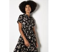 Apricot Women's Textured Leaf Shirt Midi Dress in Black | Size: 10 Apricot Black 10