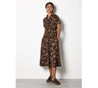 Apricot Women's Textured Leaf Shirt Midi Dress in Brown | Size: 14 Apricot Brown 14