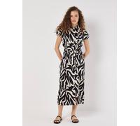 Apricot Women's Textured Satin Zebra Print Midi Dress in Cream | Size: 8