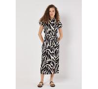 Apricot Women's Textured Satin Zebra Print Midi Dress in Cream | Size: 8 Apricot Cream 8