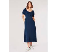 Apricot Women's Tie Detail Milkmaid Midaxi Dress in Navy | Size: 12