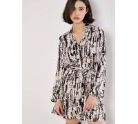 Apricot Women's Tie Dye Stripe Shirt Mini Dress in Stone | Size: 10