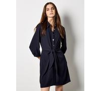 Apricot Women's Tie Front Shirt Mini Dress in Navy | Size: 10
