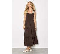 Apricot Women's Tiered Lace Trim Midi Dress in Brown | Size: 14