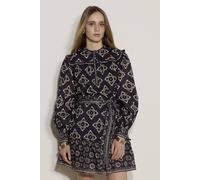 Apricot Women's Tile Print Cotton Shift Mini Dress in Navy | Size: 18