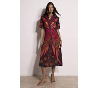 Apricot Women's Toucan Tropical Shirt Midi Dress in Black | Size: 10