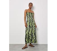 Apricot Women's Tropical Leaf Satin Maxi Dress in Black | Size: 14 Apricot Black 14