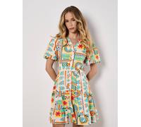 Apricot Women's Tropical Patchwork Mini Dress | Size: 16 Apricot Multicolor 16