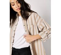 Apricot Women's Twill Stripe Oversized Shacket in Cream | Size: 16 Apricot Cream 16