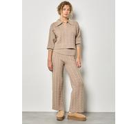 Apricot Women's Twisted Cable Knit Crop Jumper in Stone | Size: 12