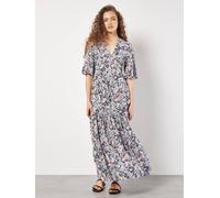 Apricot Women's Watercolour Floral Shimmer Maxi Dress in Navy | Size: 10