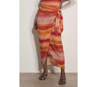 Apricot Women's Watercolour Stripe Wrap Midi Skirt in Orange | Size: 8