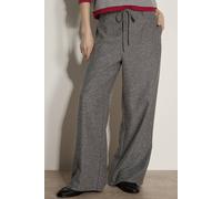 Apricot Women's Wide-Leg Herringbone Trousers in Grey | Size: 18