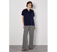 Apricot Women's Wide Leg Stripe Trousers in Navy | Size: 10 Apricot Navy 10