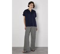 Apricot Women's Wide Leg Stripe Trousers in Navy | Size: 8 Apricot Navy 8
