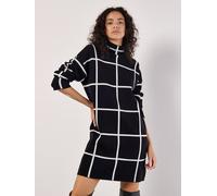 Apricot Women's Window Check Knitted Mini Dress in Black | Size: 12 Apricot Black 12