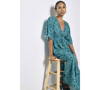 Apricot Women's Zebra Print Kimono Midi Dress in Teal | Size: 12 Apricot Teal 12