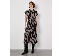 Apricot Women's Zebra Print Shirt Midi Dress in Stone | Size: 10 Apricot Stone 10