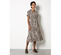 Apricot Women's Zebra Print Shirt Midi Dress in Stone | Size: 14