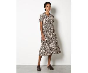 Apricot Women's Zebra Print Shirt Midi Dress in Stone | Size: 18