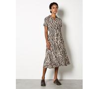 Apricot Women's Zebra Print Shirt Midi Dress in Stone | Size: 8 Apricot Stone 8