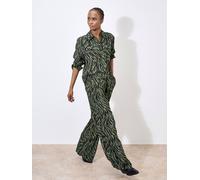 Apricot Women's Zebra Print Wide Leg Trousers in Khaki | Size: 14 Apricot Khaki 14