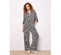 Apricot Women's Zebra Print Wide Leg Trousers in Stone | Size: 12 Apricot Stone 12