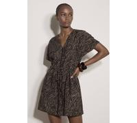 Apricot Women's Zebra Print Zip-Down Mini Dress in Black | Size: 10