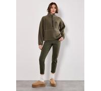 Apricot Women's Zip Down Premium Fleece Jumper in Khaki | Size: 14 Apricot Khaki 14