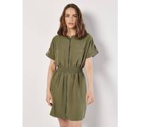 Apricot Women's Zip-Down Utility Mini Dress in Khaki | Size: 12