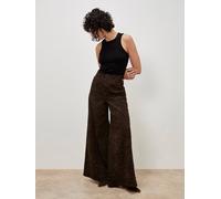 Apricot Women's Zoe Wide Leg Leopard Print Jeans in Brown | Size: 34 Apricot Brown 34