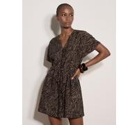 Apricot Wood Wave Front Zip Dress, Black, Size Xl, Women Black