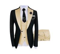 (Apricot, XXL) Men's Gentlemen's Suits Luxury Party Stage Men's Tuxedo Fitted 3-piece Jacket Pants Vest