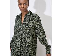 Apricot Zebra Print High-Low Shirt In Khaki Khaki 14
