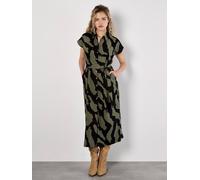 Apricot Zebra Print Shirt Midi Dress In Khaki Khaki 10