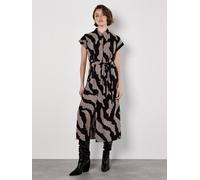 Apricot Zebra Print Shirt Midi Dress In Stone Stone 10