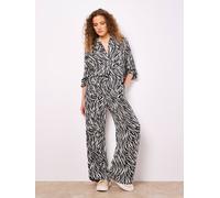 Apricot Women's Zebra Print Wide Leg Trousers in Stone | Size: 12 Apricot Stone 12