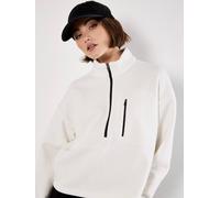 Apricot Women's Zip Down Premium Fleece Jumper in White | Size: 14 Apricot White 14