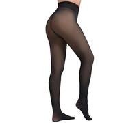 Apriddeo 2025 One-Seam Fleece Lined Tights More Warmth Fake Translucent Pantyhose High Waist Thermal Legging Women, Fake Translucent Black, S