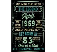 April 1969 the Man Myth the Legend aged perfectly notebook 53 th Birthday 53 Years Old: ❤ Perfect Birthday Gifts for man, papa, Grandpa, father ❤ This ... Pretty Awesome Journal Notebook for Man