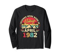 April 1982 Retro Sunset Classic 44-Year-Old 44th Birthday Long Sleeve T-Shirt