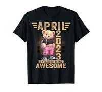April 2023 3rd Birthday 3 Year Teddy Bear Being Awesome T-Shirt