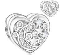 April Birthstone Charm for Pandora Charms Moon Star Birthstone Sterling Sliver Heart Shape