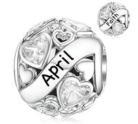 April Birthstone Charm for Pandora Heart Dangle Charm for Women
