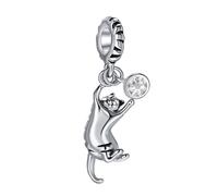 April Clear Birthstones Ginger Tabby Cat Dangle Charm fits Pandora Charms Bracelets Gift Cats Lovers Granddaughter Women Birthday Christmas