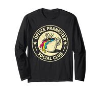 April Fool Office Prankster Social Club Retro Coffee Spill Long Sleeve T-Shirt