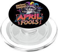 April Fools Raccoon Caught Ya Funny Jester Prank Retro PopSockets PopGrip for MagSafe